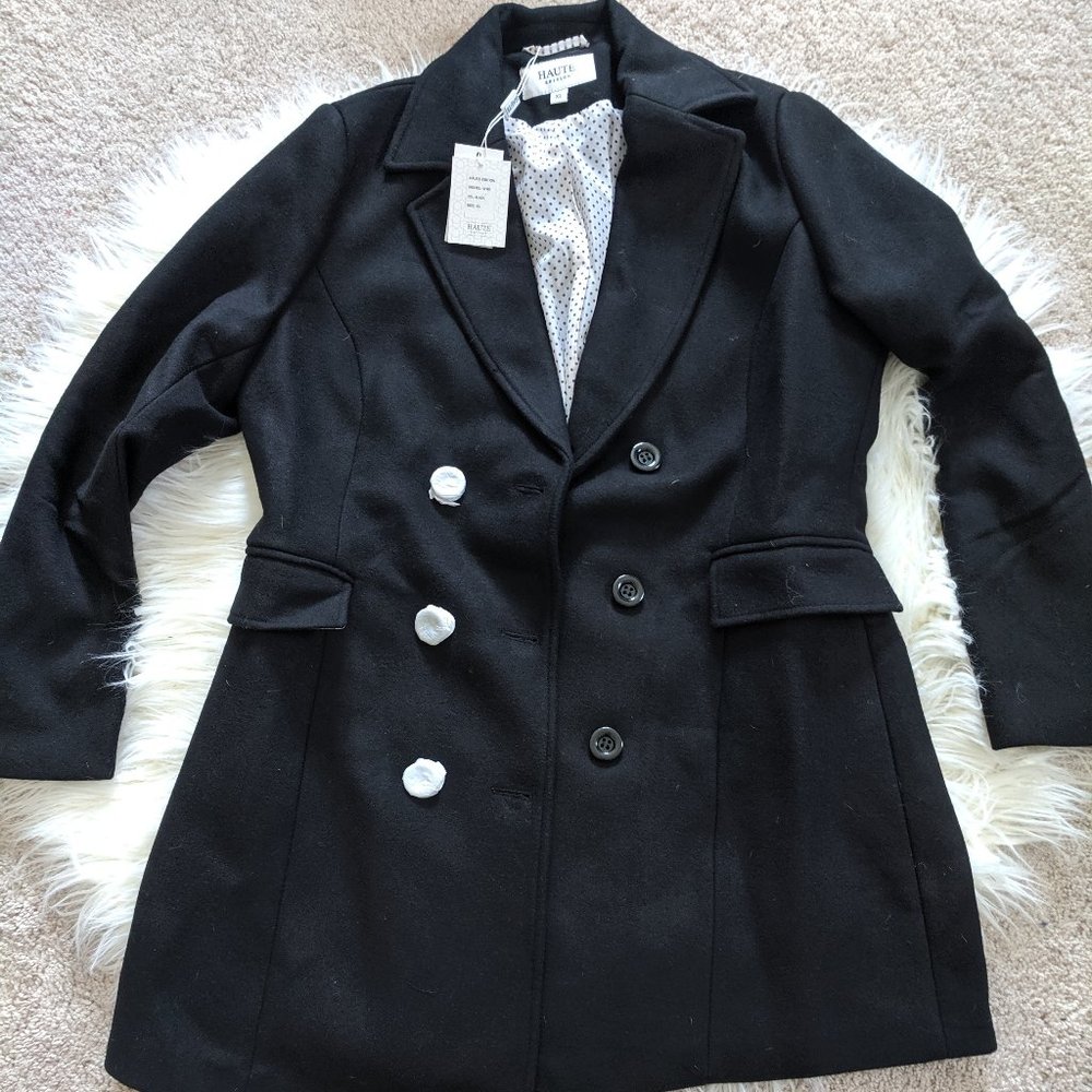 Womens Haute Edition Black Pea Coat XL